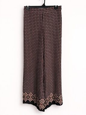 Max Studio Boho Palazzo Pants Wide Leg High Rise Flowy Resort Small